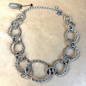 Chico's Silver-Tone Chunky Twisted Chain Link Statement Necklace NWT